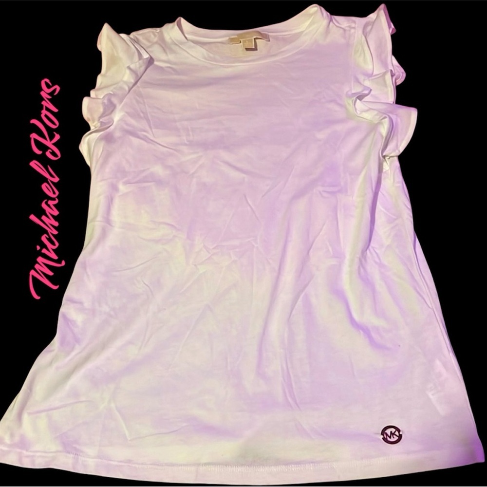 Michael Kors size small white ruffled sleeves shirt excellent used condition